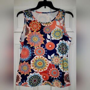 Womens Geometric Print Sleeveless Top Tank - Blue - XL